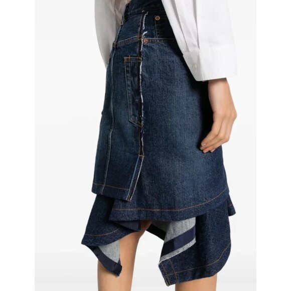 Sacai Asymetrical Denim Mini Skirt in White, size "1" (Fits like a US size 2 or - Picture 6 of 7